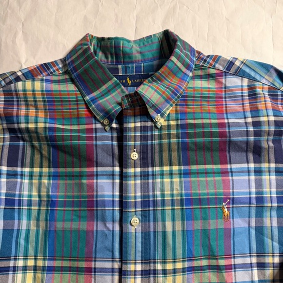 Polo Ralph Lauren Other - Polo Ralph Lauren Mens Plaid Madras Flesh Pony Button Long Sleeve Shirt XXL
